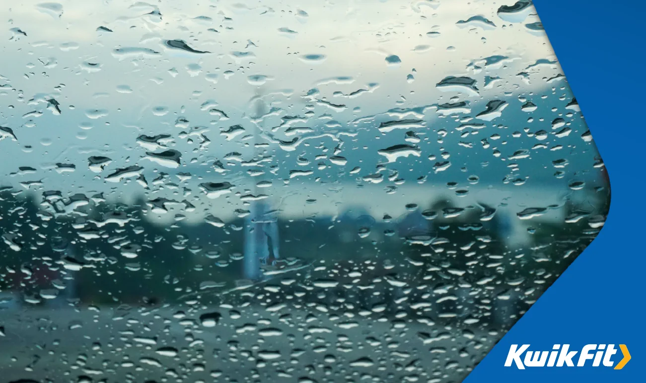 Water on a cars windscreen.